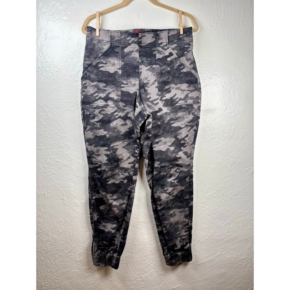 Spanx Camo Jogger Pants XL Grey Stretch Twill High Rise Utility Athleisure